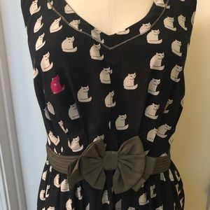 eShakti cat print fit and flare dress